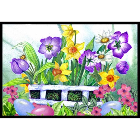 Carolines Treasures Finding Easter Eggs Indoor and Outdoor Mat- 18 x 27 in. PJC1099MAT